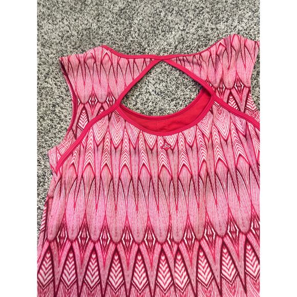 PrAna Sleeveless Dress Size Small Pink Geo Print Travel Casual Yoga Boho Stretch - Picture 13 of 15